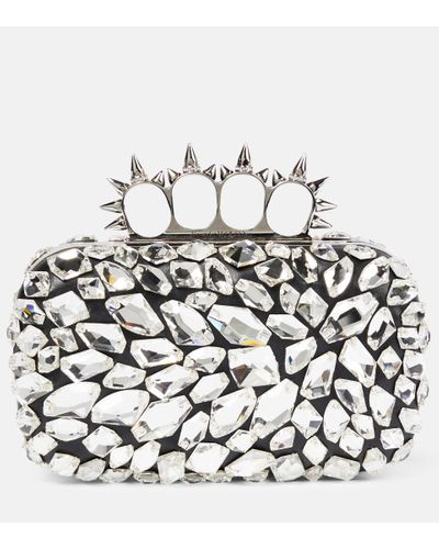 Alexander McQueen Clutch Four Ring mit Kristallen - Mettallic