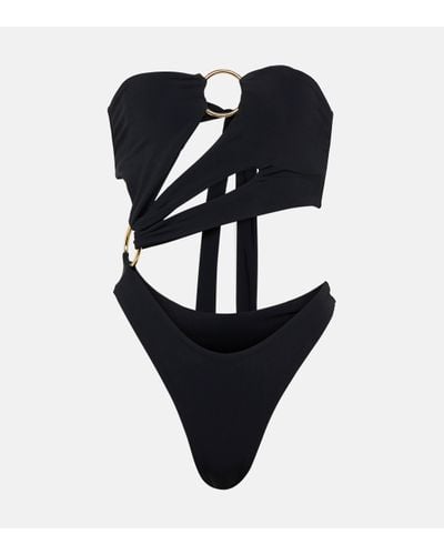Louisa Ballou Strapless Cutout Swimsuit - Black