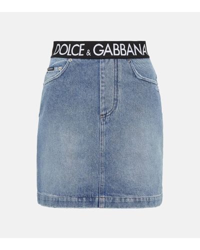Dolce & Gabbana Mini-jupe en jean a logo - Bleu