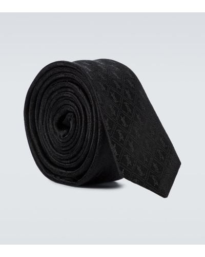 Saint Laurent Corbata de seda estampada - Negro