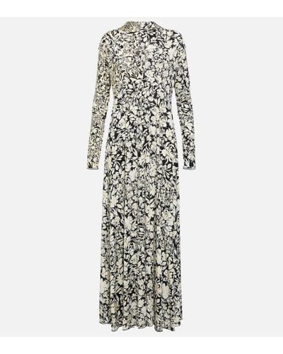 Jil Sander Floral-printed High-neck Maxi Dress - White