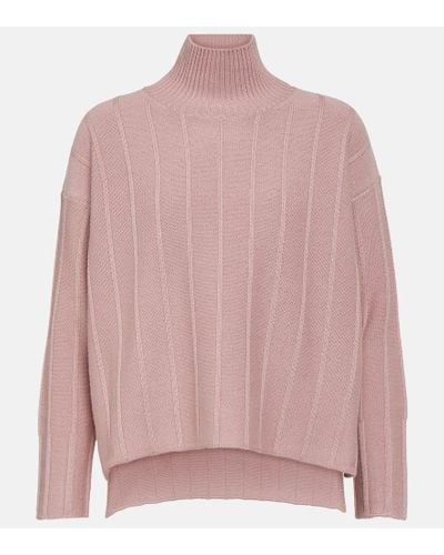 Max Mara Beira Ribbed-knit Virgin Wool Turtleneck Sweater - Pink