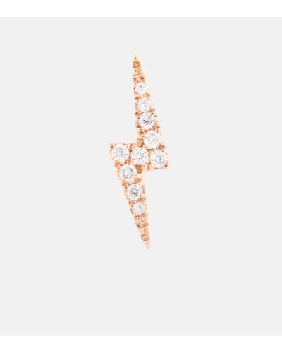 Maria Tash Diamond Lightning Bolt 18kt Rose Gold Single Stud Earring - Pink