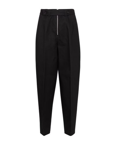 Jil Sander High-rise Tapered Cotton Pique Trousers - Black