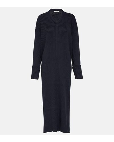 The Row Elodie Knitted Cotton Maxi Dress - Blue