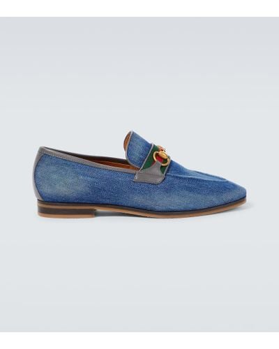 Gucci Loafers Horsebit aus Denim - Blau