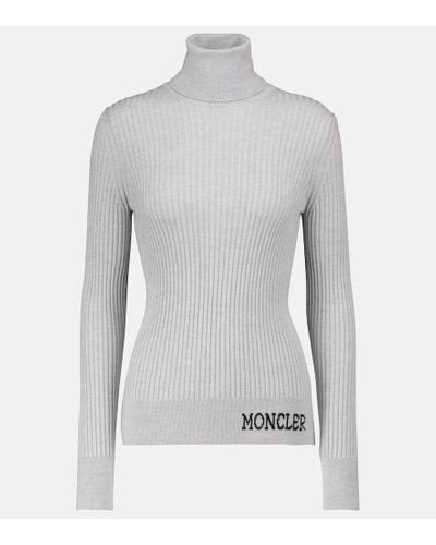 Moncler Ribbed Wool Turtleneck Sweater - Gray