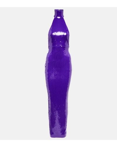 LAQUAN SMITH Sequined Halterneck Gown - Purple