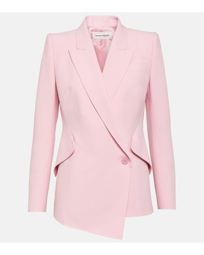Alexander McQueen Asymmetric Crepe Blazer - Pink