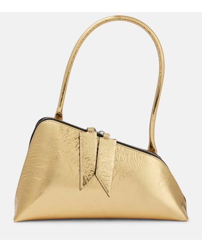 The Attico Sunrise Asymmetrical Leather Shoulder Bag - Natural