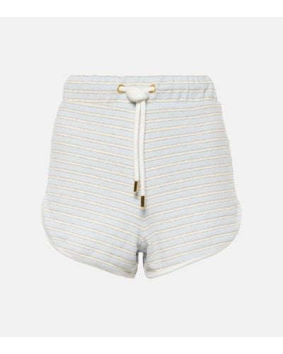 Nina Ricci Terry Striped Cotton Blend Shorts - White