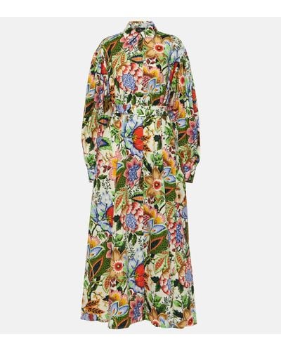 Etro Floral Cotton Midi Shirt Dress - Multicolor