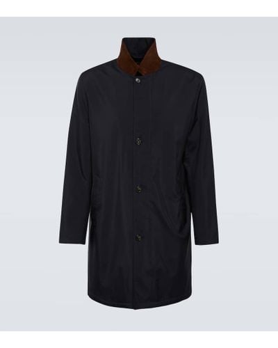 Loro Piana Sebring Leather-trimmed Raincoat - Blue