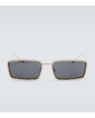 Gucci Embellished Rectangular Sunglasses - Grey
