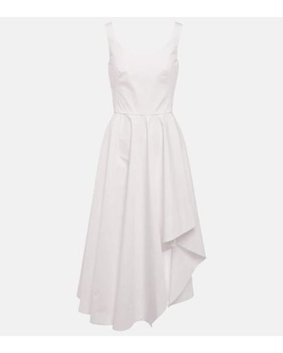 Alexander McQueen Cotton Poplin Midi Dress - White
