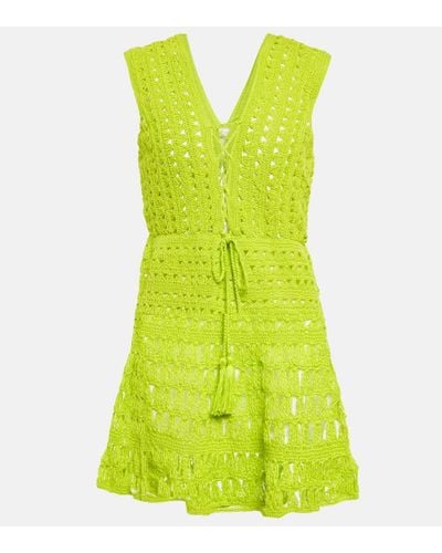 Anna Kosturova Jennifer Crochet Cotton Minidress - Green