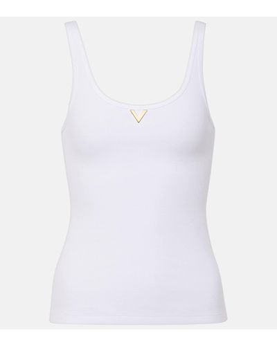 Valentino Vgold Ribbed-knit Jersey Tank Top - White