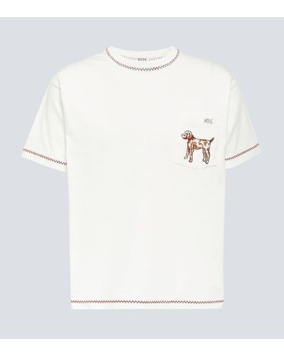 Bode Besticktes T-Shirt Griffon aus Baumwolle - Weiß