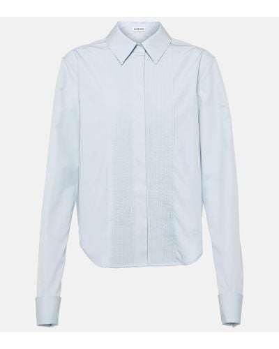 Loewe Pleated Regular-fit Cotton Shirt - Blue