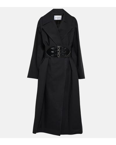 Alaïa Cappotto in misto cotone con cintura - Nero