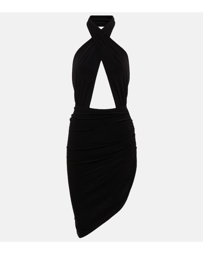 Norma Kamali Halterneck Asymmetric Minidress - Black