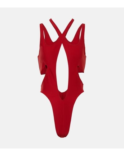 Mugler Cutout Swimsuit - Red