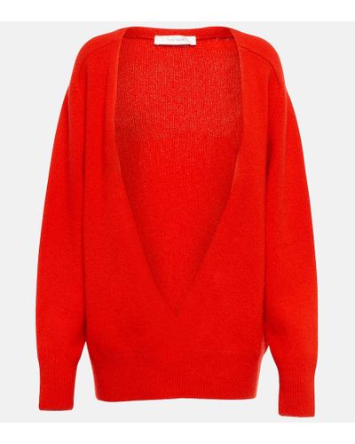 The Row Chevro Cutout Cashmere Sweater - Red