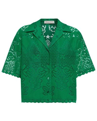 Valentino Camicia in pizzo di misto cotone - Verde