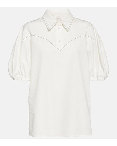 Chloé Blusa de algodon con mangas abullonadas - Blanco