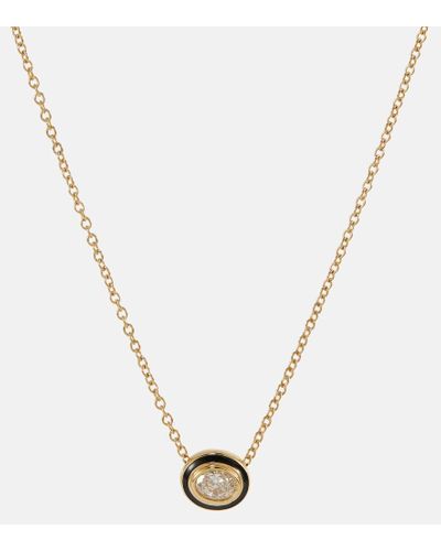 Melissa Kaye Halskette Lenox Reign aus 18kt Gelbgold und Emaille mit Diamant - Mettallic