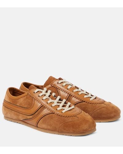 Dries Van Noten Leather And Suede Trainers - Brown