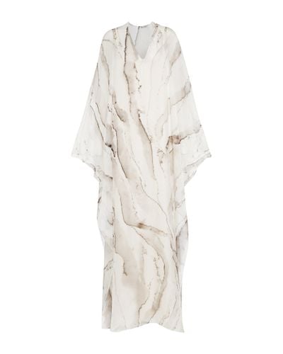 Safiyaa Robe longue Marengo en soie melangee - Blanc
