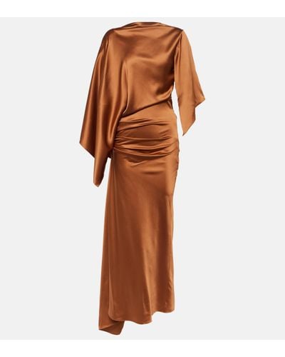 Christopher Esber Cusco Draped Silk Satin Maxi Dress - Brown