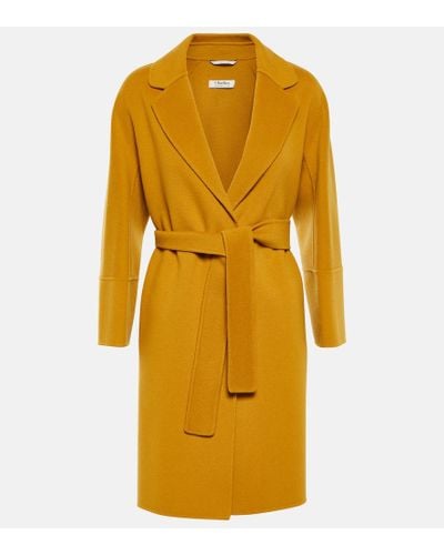 Max Mara Wool Arona Wrap Coat - Yellow