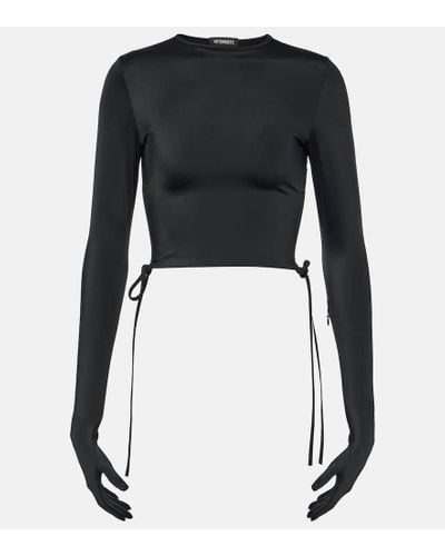Vetements Top cropped in jersey - Nero