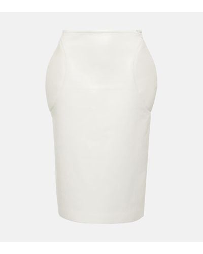 Alaïa Leather Pencil Skirt - White