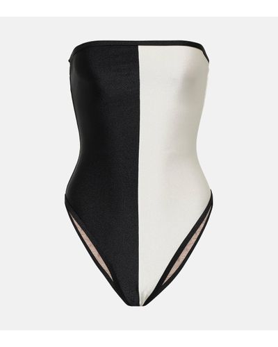 Adriana Degreas Deco Colorblocked Bandeau Swimsuit - Black