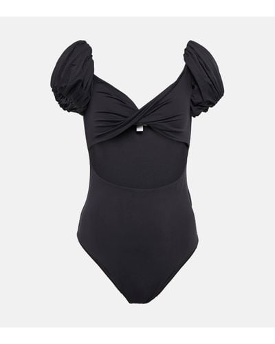 Giambattista Valli Puff-sleeve Cutout Swimsuit - Black
