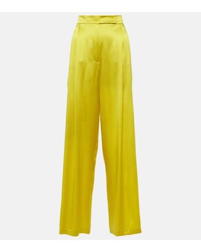 Max Mara Elegante Fiesta Silk Wide-leg Trousers - Yellow