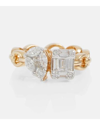 Nadine Aysoy Ring Catena Illusion aus 18kt Gelbgold mit weissen Diamanten - Weiß
