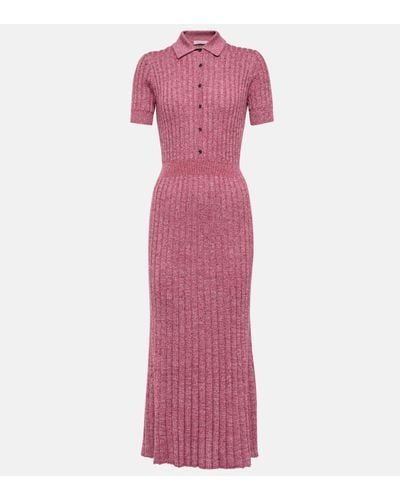 Gabriela Hearst Pleated Cashmere And Silk Midi Dress - Pink