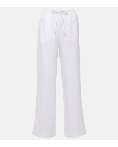 Asceno Aurelia Linen Wide-leg Trousers - White
