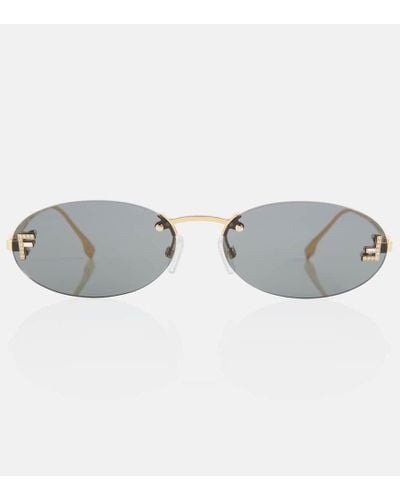 Fendi First Embellished Oval Sunglasses - Gray