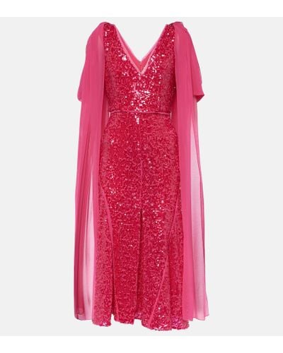 Erdem Sequined Midi Dress - Pink
