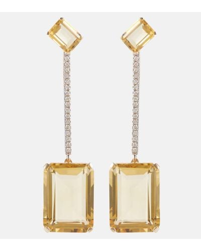Mateo 14kt Gold Earrings With Yellow Citrine And Diamonds - Metallic