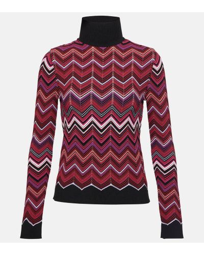 Missoni Zig-zag Knit Turtleneck Sweater - Red