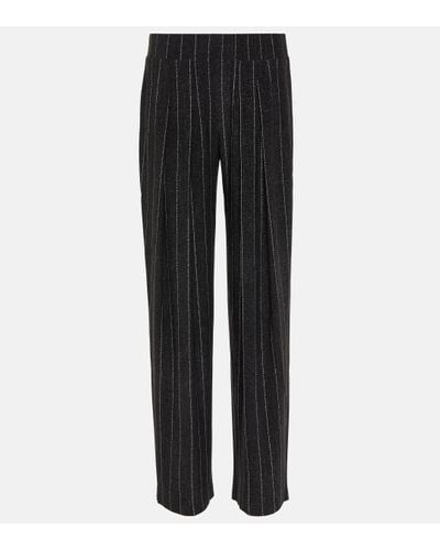 Norma Kamali Low-rise Pinstripe Straight Trousers - Black