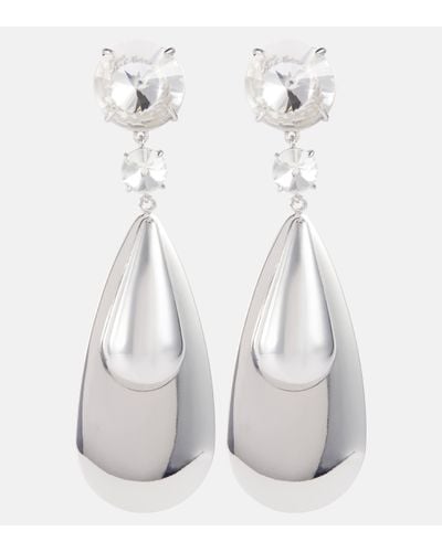 Area Crystal Teardrop Clip-on Earrings - White