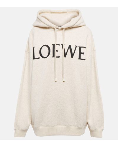Loewe Logo-print Cotton-blend Hoodie - Natural