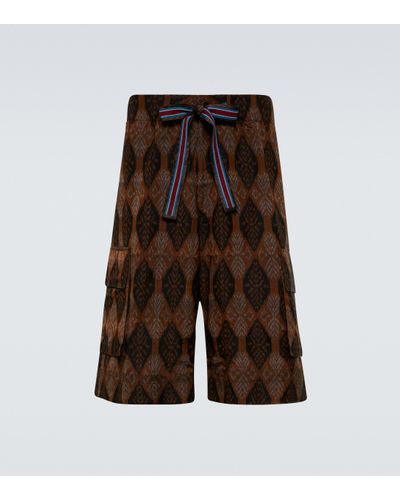 Dries Van Noten Silk And Cotton Ikat Shorts - Brown